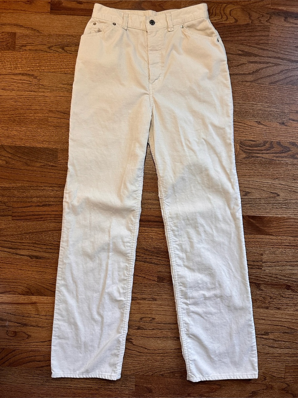 Vtg 80s Womens White Tab Levi's California Straights White Corduroy Pants Sz 13